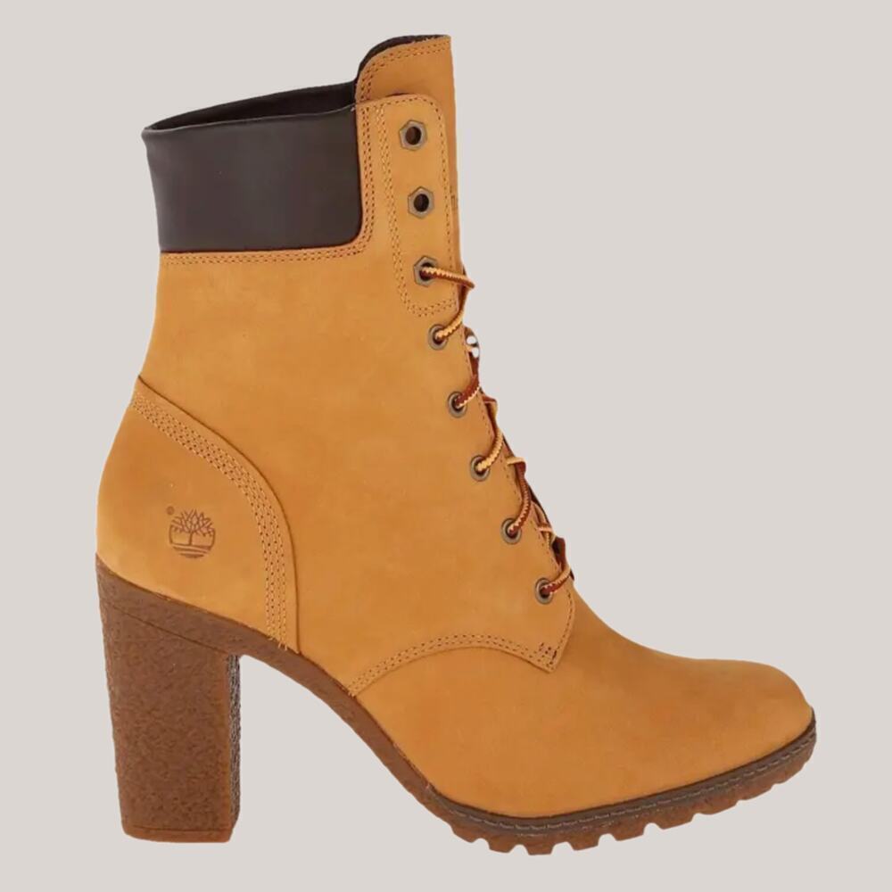 Timberland Lace-Up Heeled Boots | Wheat Nubuck, Stacked Heel, 7 - Picture 10 of 10